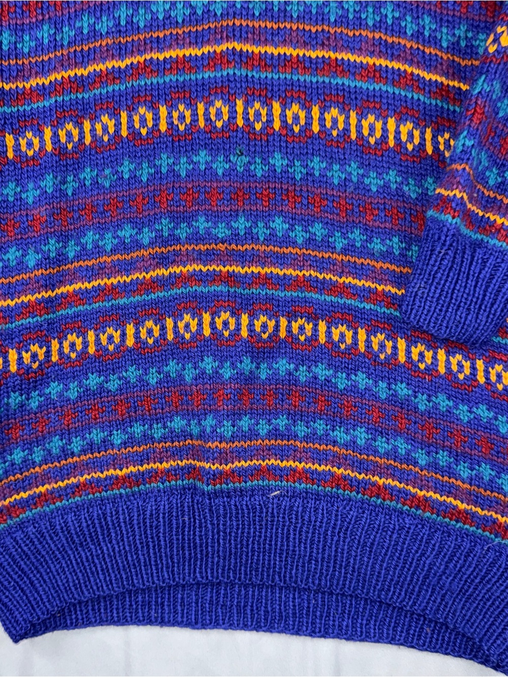 Vintage Nomadic Traders Sweater Womens See Measurements Blue Wool Fair Isle - Picture 6 of 9